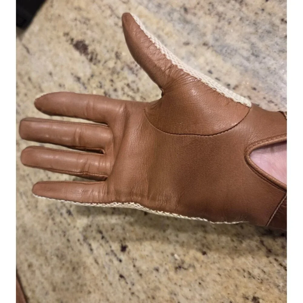 Vintage Womens Size M Leather Mesh Gloves